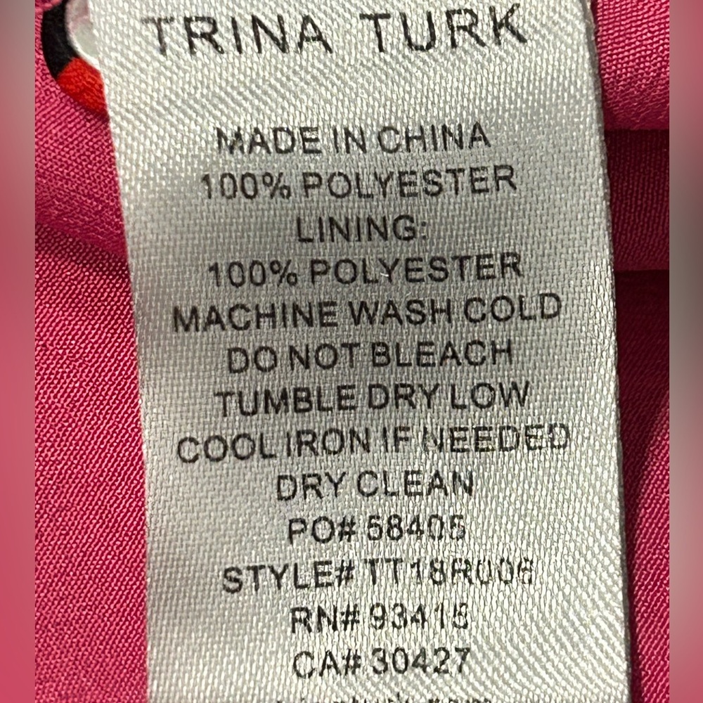 Trina Turk Nat Drawstring Shirt Dress Pink Geometric‎ Print Size XS - Picture 15 of 16